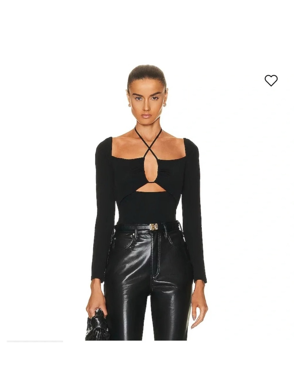Frame Black Long-Sleeve Cutout Crisscross Top